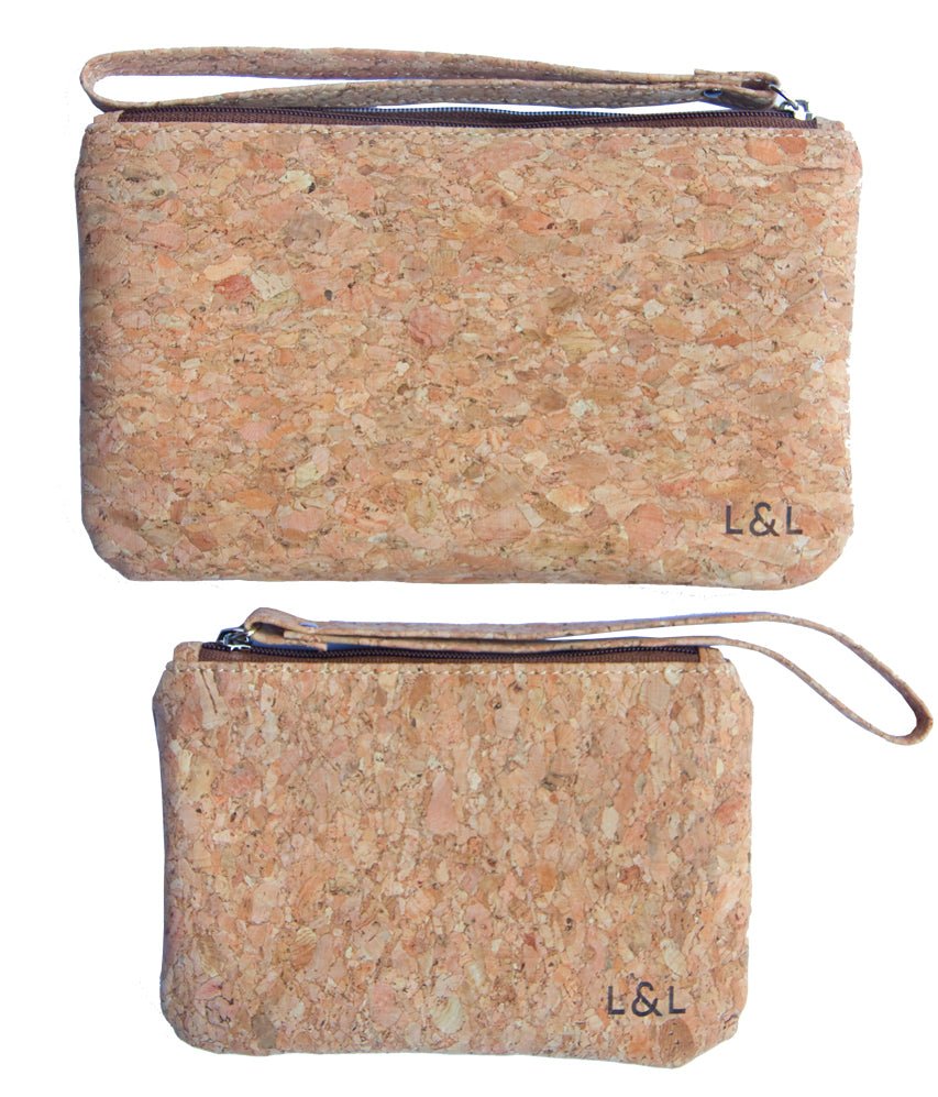 LOAM & LORE Eco and Vegan Friendly Cork Clutch Set With 2 Sizes Carry Cork Bag, Natural - Loam & Lore