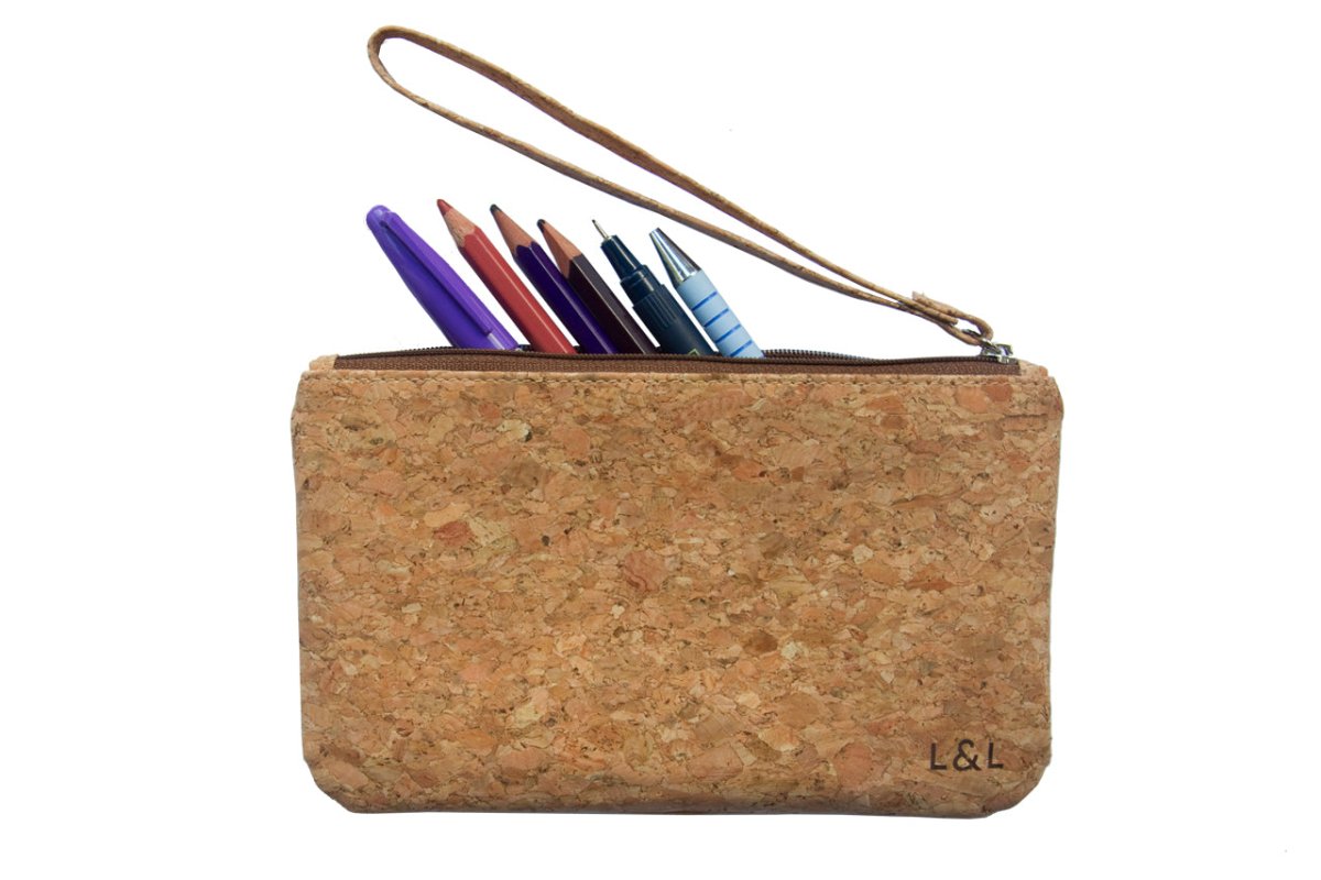 LOAM & LORE Eco and Vegan Friendly Cork Clutch Set With 2 Sizes Carry Cork Bag, Natural - Loam & Lore