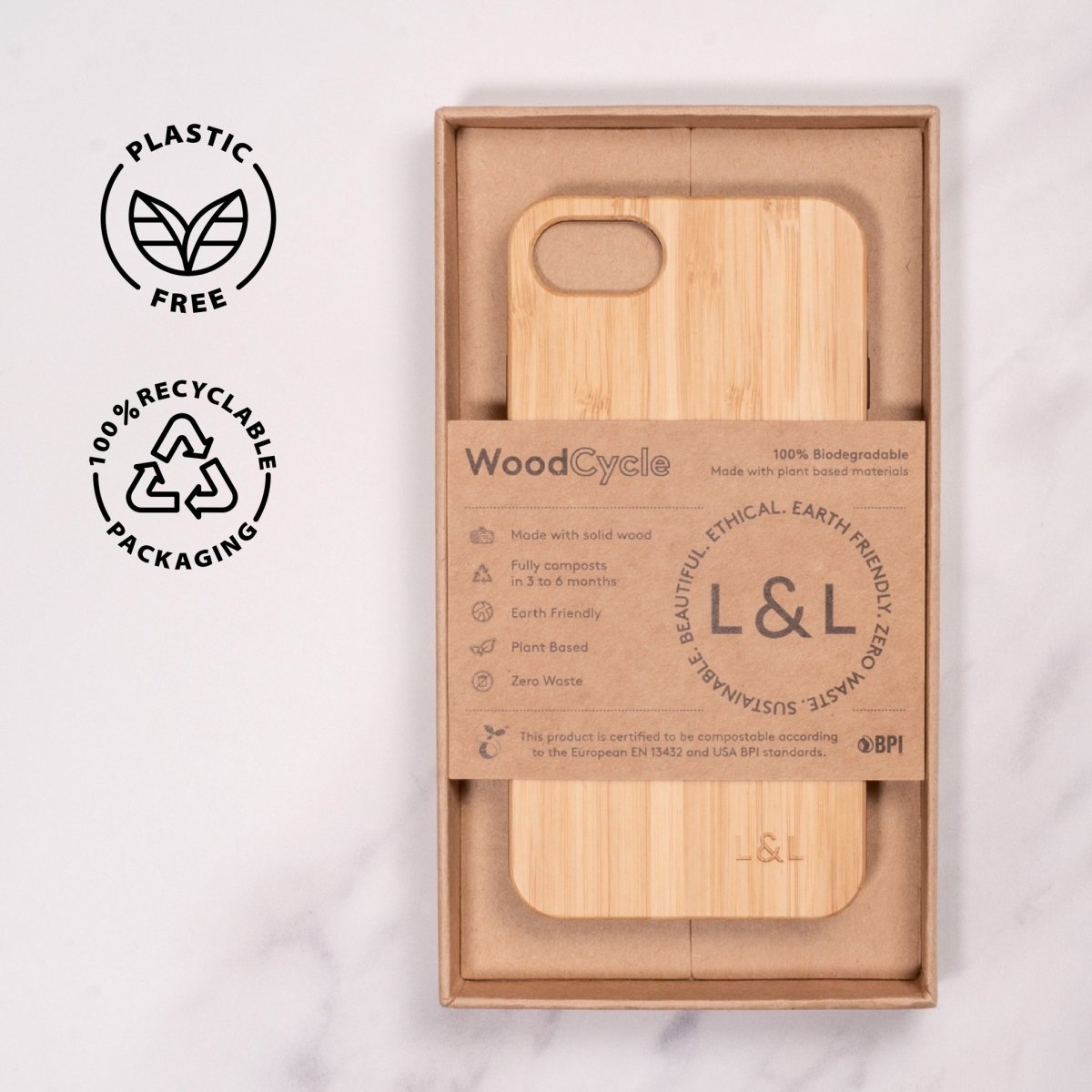 Bamboo iPhone SE 2020 Wood Phone Case with Eco-Friendly Shell - Also fits iPhone 6, iPhone 7, iPhone 8 - Loam & Lore