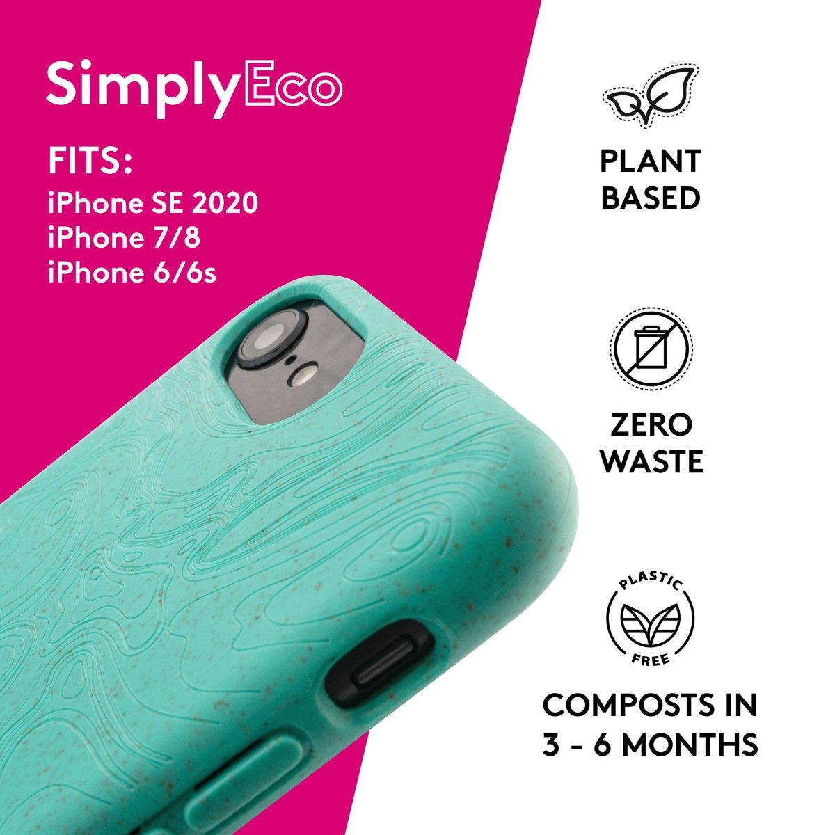 Eco Phone Case | iPhone SE 2020, iPhone 6, iPhone 7, iPhone 8 Compostable Case | Mint Green - Loam & Lore