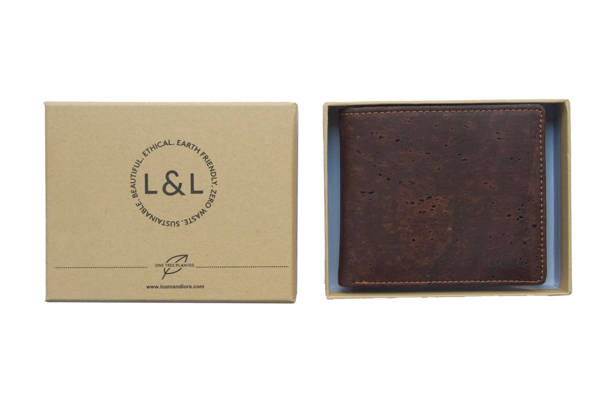 LOAM & LORE Vegan Cork Wallet, Brown - Loam & Lore
