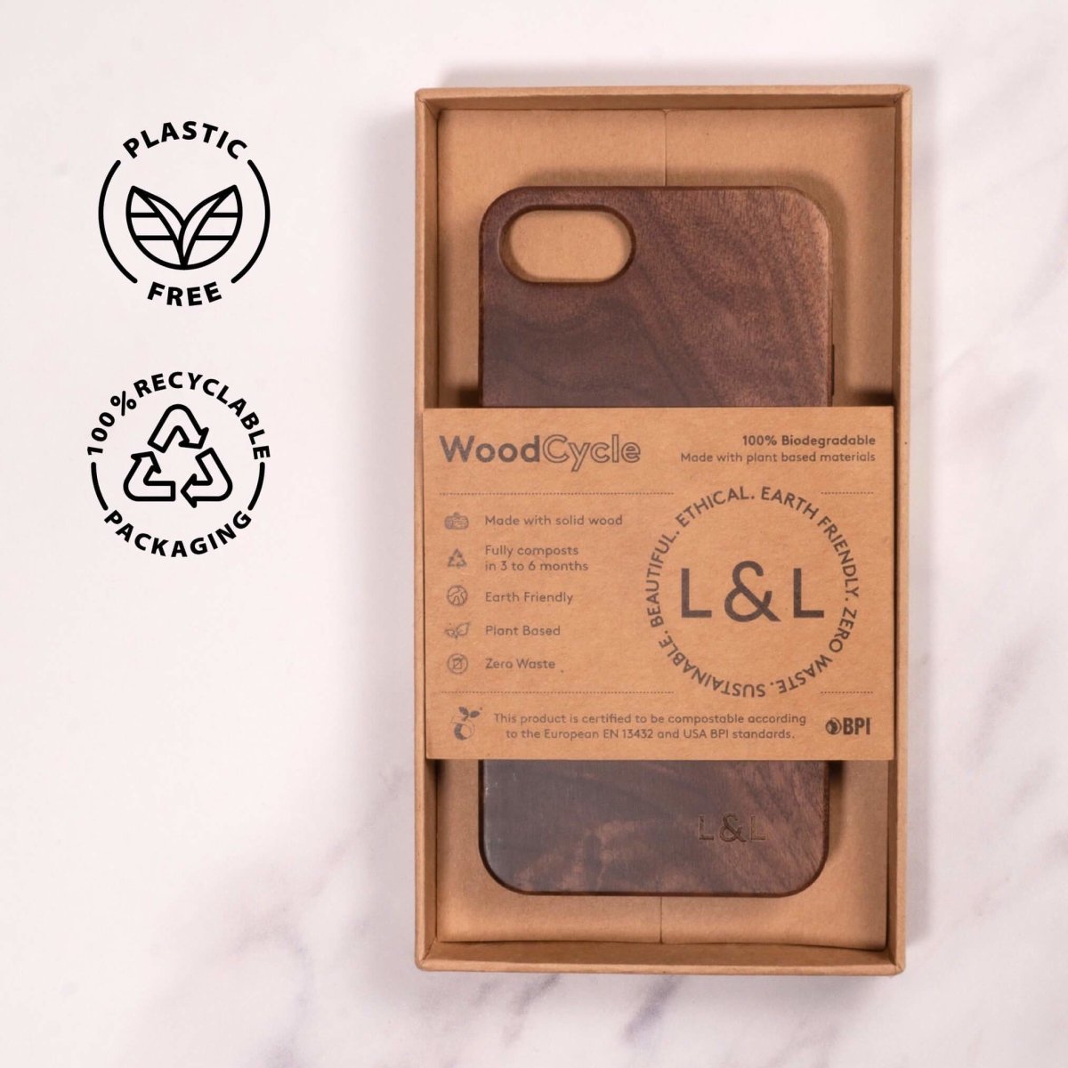 Real Walnut iPhone SE 2020 Wood Phone Case with Eco-Friendly Shell - Also fits iPhone 8, Phone 7, iPhone 6 - Loam & Lore